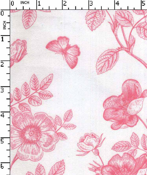 97% Cotton 3%Lycra Printed Twill Floral White/Pink Poplin  Gsm-306 Mif-10906R-Bb