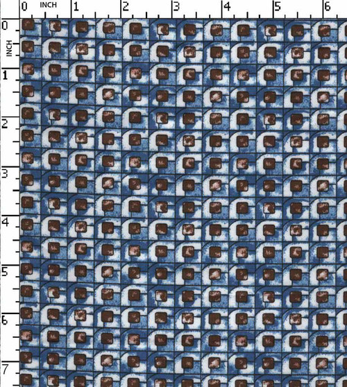 100% Cotton  Printed Satin Geometric White/Blue/Black/Brown   Gsm-116 Mif-2854-Bb