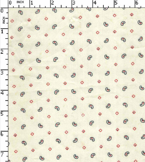 100% Cotton  Printed Plain Paisley With Bed Ford Cord Beige/Navy/Red   Gsm-130 Mif-2590-Bb