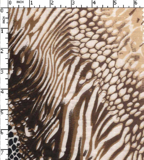 100% Cotton  Printed Satin Zebra White/Brown/Black   Gsm-83 Mif-1929-Bb