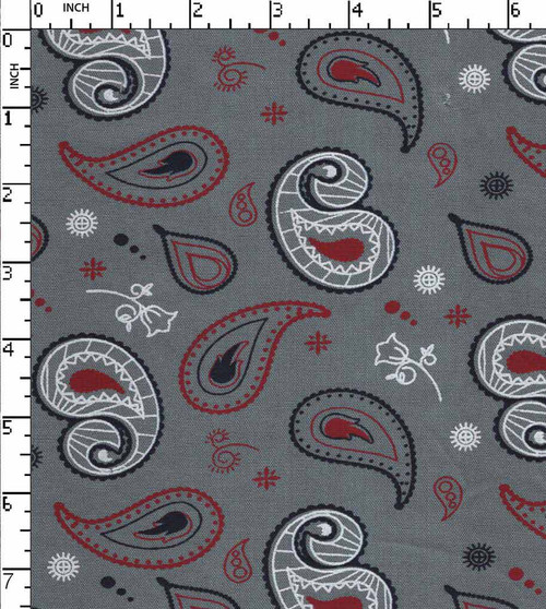 100% Rayon Printed Plain Paisley Grey/Whire/Maroon/Navy   Gsm-114 Jec-Jpa499-Bb