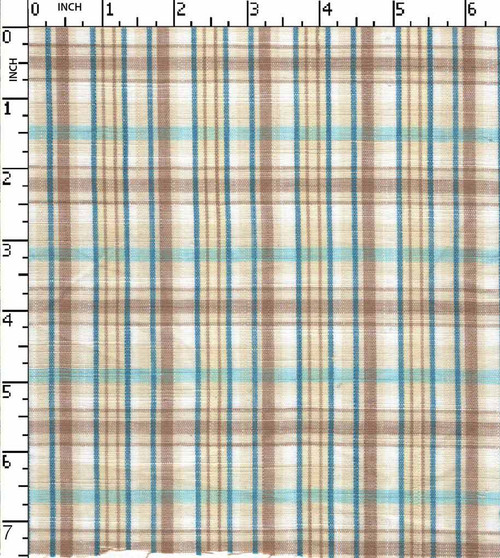 100% Cotton Yarn Dyed Plain Plaid Check With Slub White/Brown/Steel Blue   Gsm-89 Mif-1173-Bb