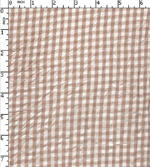 100% Cotton Yarn Dyed Seersucker Gingham Check White/Brown   Gsm-122 Sgk-146-Bb