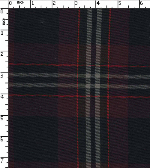 100% Cotton Yarn Dyed Twill  Plaid Check D.Purple/Navy/White/Red   Gsm-136 Jec-13026-Cb