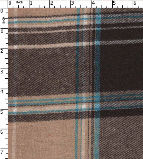 100% Cotton Yarn Dyed Twill  Flannel Check Beige/Chocolate/White/Blue Brushed  Gsm-160 Jec-13020-Cb