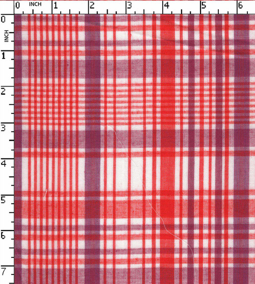 100% Cotton Yarn Dyed Oxford Handcerchife Check White/Red/Purple   Gsm-80 Wid-1258-Cb