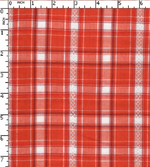 100% Cotton Yarn Dyed Dobby Plaid Check  Orange/White/Maroon  40X2/40X40-76X64 Gsm-97 Sgk-3725-Db