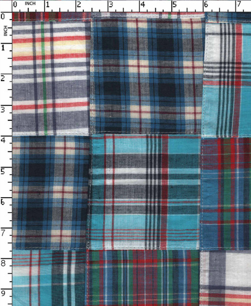 100% Cotton Yarn Dyed Plain Patch Work  Blue/White/Navy/Red/Green   Gsm-133 Sfc-4123-Db