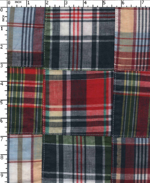 100% Cotton Yarn Dyed Plain Patch Work  Navy/Red/White/Green   Gsm-143 Sfc-5045-Db