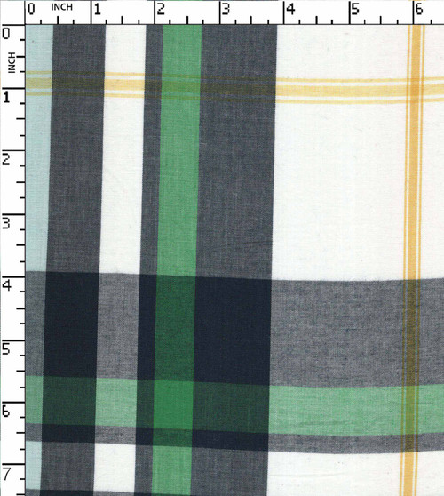 100% Cotton Yarn Dyed Plain Big Checks White/Yellow/Green/Navy   Gsm-76 Mcc-912-Db