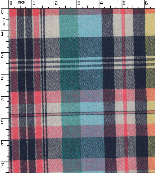 100% Cotton Yarn Dyed Plain Multicolor Checks  Navy/Pink/Aqua/Yellow/White   Gsm-162 Mcc-915-Db