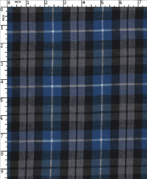 100% Cotton Yarn Dyed Twill Plaid Check Blue/Black/Grey/White   Gsm-136 Nem-7687-Db