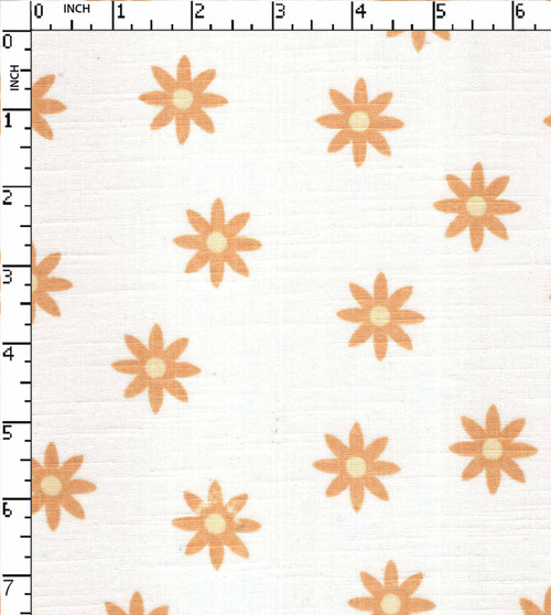 100% Cotton Printed Plain Floral With Slub White/Yellow  30X30-68X52 Gsm-100 Fpl-018-Db