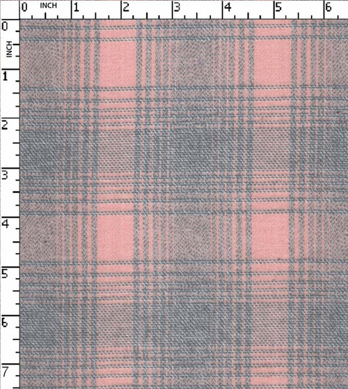 100% Cotton Yarn Dyed Twill Grindle Medium Check Peach/Grey Brushed 56X52 Gsm-172 Fpl-027-Db