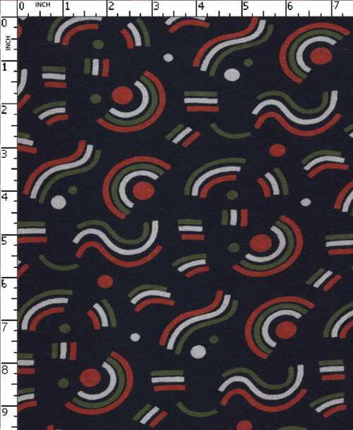 100% Cotton Printed Single Jersy Abstract Geometric Navy/Orange/White/Green   Gsm-160 Vfa-1020-Eb