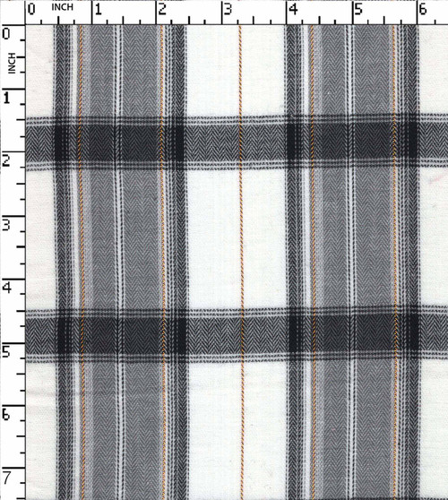 100% Cotton Yarn Dyed Herringbone Plaid Check White/Black/Grey/Gold Lurex   Gsm-99 Mcc-1139-Fb