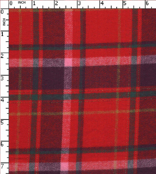 100% Cotton Yarn Dyed Twill Big Check Red/Purple/Green/Pink/Gold Lurex/Yellow Brushed  Gsm-146 Mcc-1142-Fb