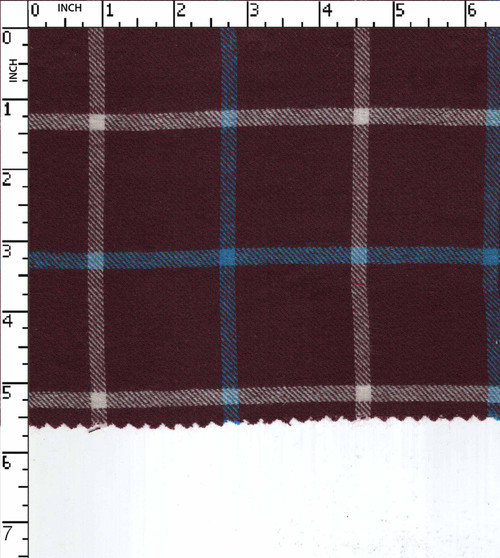 100% Cotton Yarn Dyed Twill  Big Check Maroon/White/Blue Brushed  Gsm-156 Mif-805614-Fb