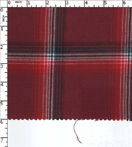 100% Cotton Yarn Dyed Twill  Big Check Maroon/Black/White/Grey Brushed  Gsm-186 Mif-804795-Fb