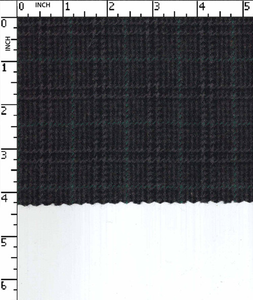 Poly Wool Yarn Dyed Houndstooth Check Black/Grey/Lt.Blue Brushed Suiting Gsm-285 Wcm-3229-Gb