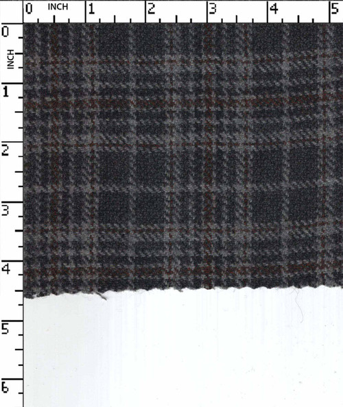Poly Wool Yarn Dyed Twill Melange Check Dk.Grey/Grey/Maroon  Suiting Gsm-159 Wcm-3272-Gb