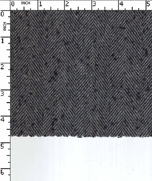 Poly Wool Yarn Dyed Herringbone Stripe With Neps Grey/Black  Suiting Gsm-159 WCM-3268A-GB