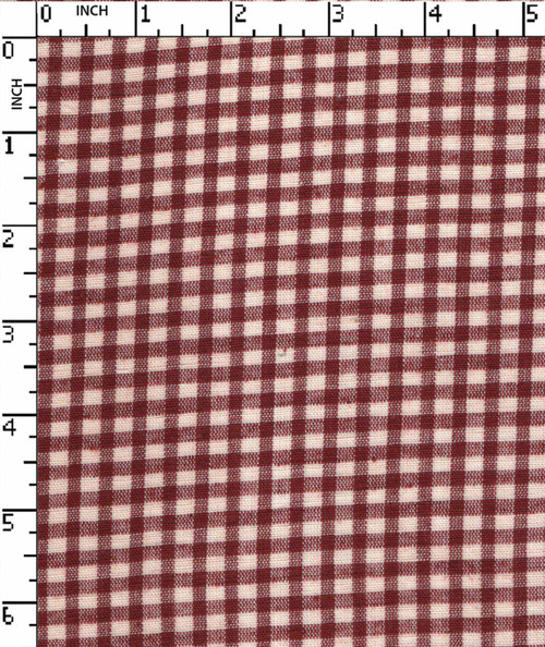 100% Cotton Yarn Dyed Plain Gingham Check Maroon/White   Gsm-127 Vec-2968-Gb