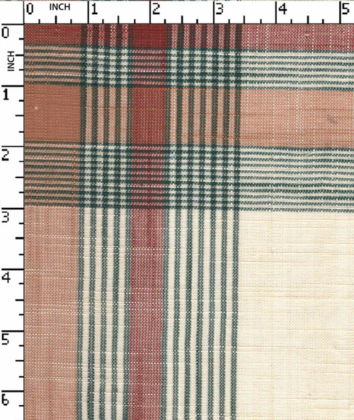 100% Cotton Yarn Dyed Houndstooth Big Check Beige/Dk.Green/Red/White Both Side Side Slub  Gsm-127 Vec-1067-Gb