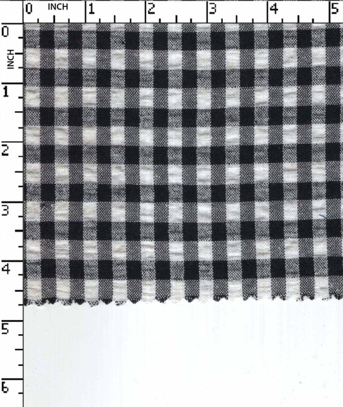 100% Cotton Yarn Dyed Seersucker Gingham Check Black/White   Gsm-149 Vec-12291-Gb