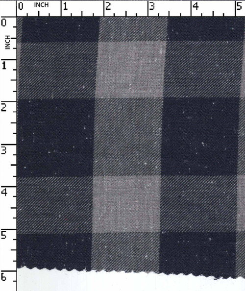 100% Cotton Yarn Dyed Twill Buffalo Check With Neps Navy/Grey   Gsm-157 Vec-5431-Gb