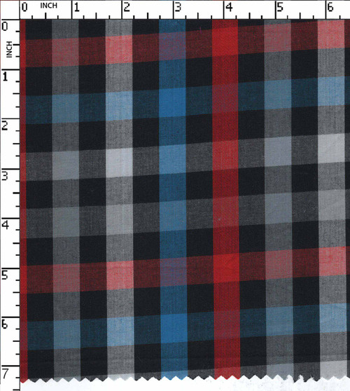 100% Cotton Yarn Dyed Plain Big Check Black/Red/Blue/White   Gsm-150 Mif-11323A-Gb