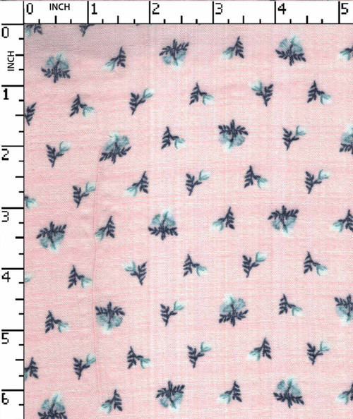 Cotton Rayon Printed Plain Small Flower With Ht Lt.Pink/Navy/Grey  40X+40X40+40-64X60 Gsm-91 Dec-12635-Fb