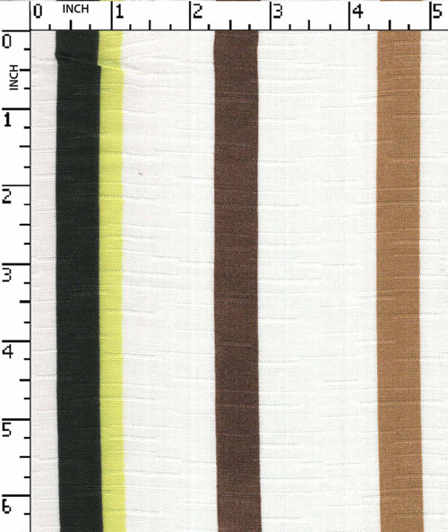 100% Rayon Printed Dobby Stripe  White/Dk.Brown/Brown/Lt.Brown/Black/Yellow  30X30-68X64 Gsm-122 Dec-12638-Fb