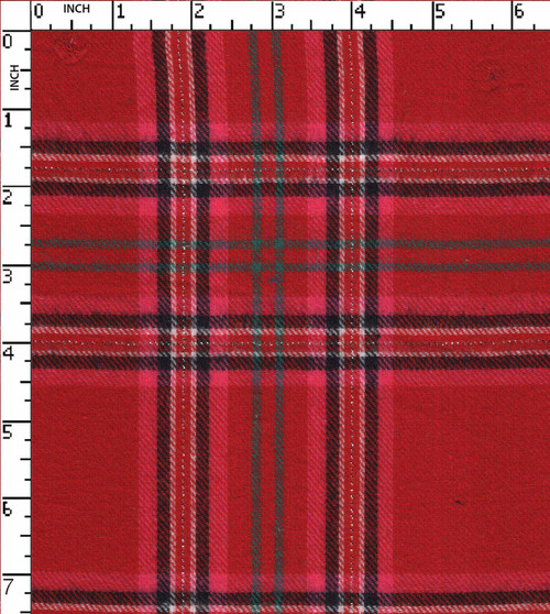100% Cotton Yarn Dyed Twill Flannel Check Red/Black/Pink/White/Gold Lurex/Green Brushed Width-60 Gsm-146 Jec-13058-Gb