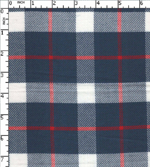 100% Cotton Yarn Dyed Twill Tartan Check Blue/White/Red  Width-54 Gsm-162 Mcc-36-Gb