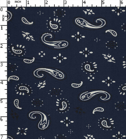 100% Rayon Printed Plain Paisley Navy/White/Black  30X30-80X60Width-54 Gsm-130 Kei-21823-Ib