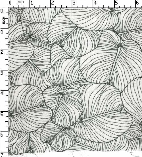 100% Rayon Printed Plain Leaf White/Olive  30X30-80X64Width-54 Gsm-126 Kei-37002-Ib