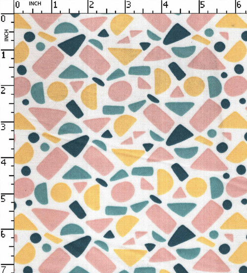 100% Rayon Printed Plain Geometric Peach/Yellow/Teal/White  30X30-80X64Width-54 Gsm-128 Kei-Ke008-Ib