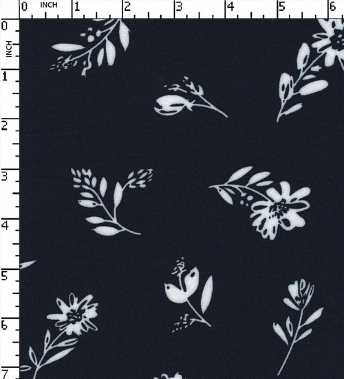 100% Rayon Printed Plain Floral Navy/White  30X30 W-54 Gsm-131 Wed-66000-Ib