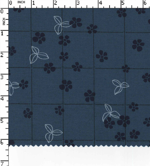 Poly Lycra Printed Plain Check With Floral Steel Blue/Navy/White   W-58 Gsm-142 Aka-Ab3940-Kb