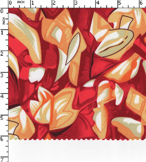 100% Cotton Printed Plain Abstract Red/Yellow/White  40X40-126X68 W-58 Gsm-119 Aka-3766-Kb