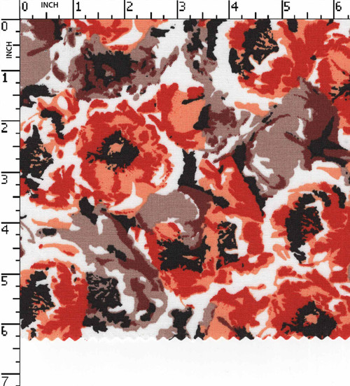 100% Cotton Printed Plain Floral White/Orange/Dk.Brown/Lt.Brown  40X40-130X70 W-58 Gsm-130 Aka-2549-Kb