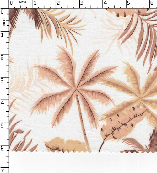 100% Cotton Printed Plain Plam Tree White/Brown/Dk.Brown  40X40-130X70 W-58 Gsm-130 Aka-3561-Kb
