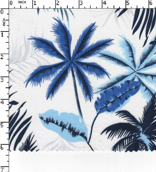 100% Cotton Printed Plain Plam Tree White/Blue/Lt.Blue/Navy  40X40-130X70 W-58 Gsm-130 Aka-3560-Kb