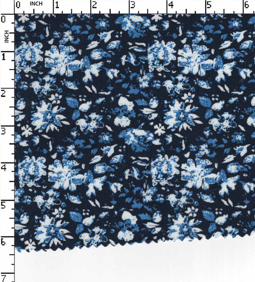 100% Cotton Printed Plain Floral Navy/Blue/White  40X40-126X68 W-58 Gsm-115 Aka-654-Kb