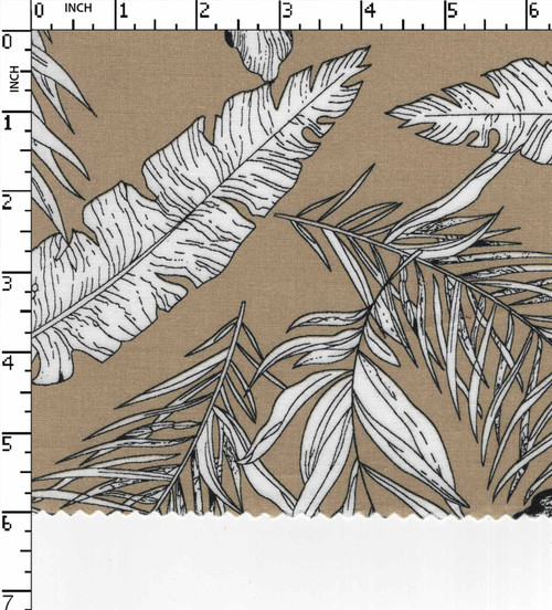 100% Cotton Printed Plain Leaf White/Lt.Khaki/Black  40X40-126X68 W-58 Gsm-120 Aka-703-Kb