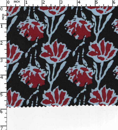 100% Cotton Printed Plain Floral Black/Red/Lt.Blue  40X40-126X68 W-58 Gsm-124 Aka-693-Kb