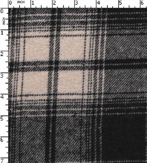 Cotton Polyester Yarn Dyed Twill Flannel Check Beige/Black Brushed Recycled W-56 Gsm-228 Jec-1383-Kb