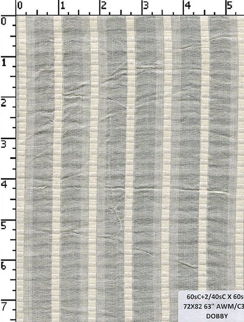100% Cotton Greige Dobby Stripes With Seersucker Natural  60S C+2/40S C X 60S C - 72X82 Awm-C33
