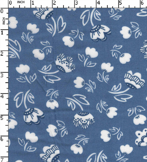 100% Rayon Printed Plain Floral Blue/White  30X30-80X60 W-54 Gsm-122 Kei-36983-Lb